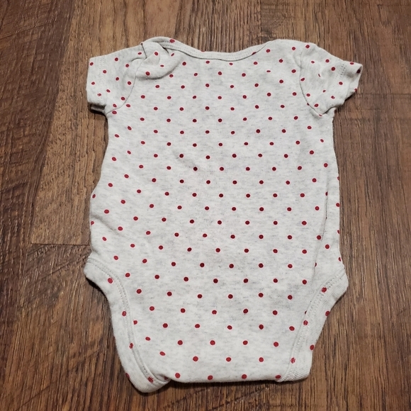 Carters 3 Cotton Polka Dots Bodysuits Baby Girl Short Sleeves Blue Red Gray NB - Picture 6 of 9